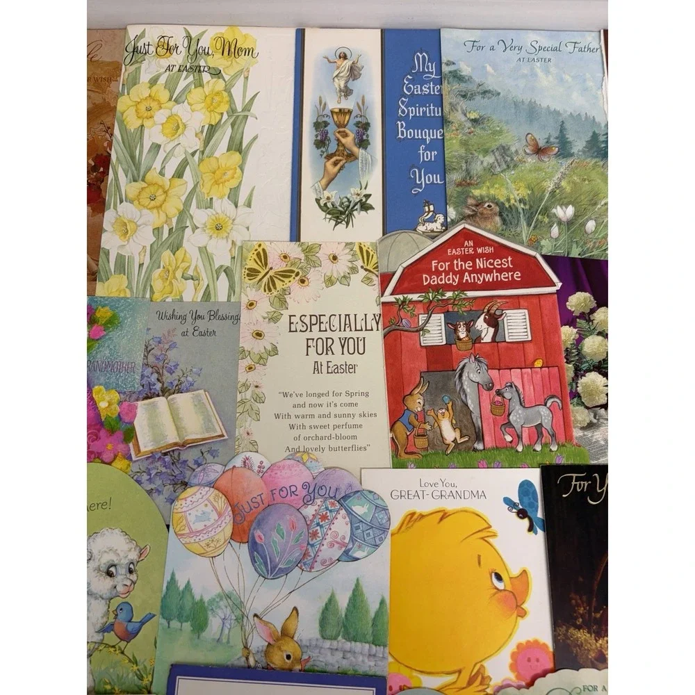 Vintage Easter Greeting Cards Fronts ONLY Scrapbooking Crafts Lot of 50+ Bunnies